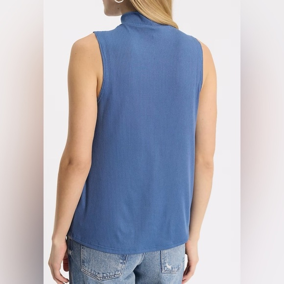 Express Denim Blue Ribbed Mock Neck Tank New With Tags - Picture 3 of 5